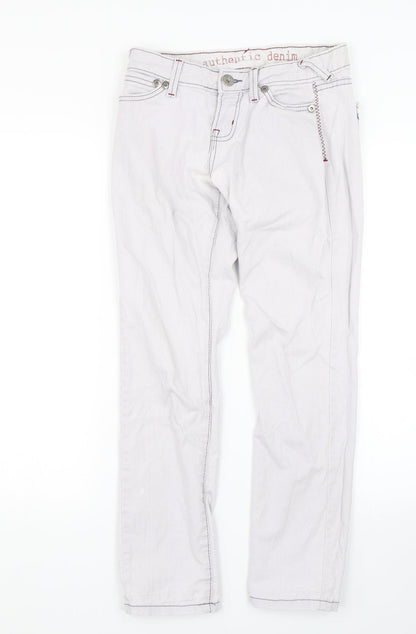 Authentic Denim Womens White  Denim Straight Jeans Size S L26 in