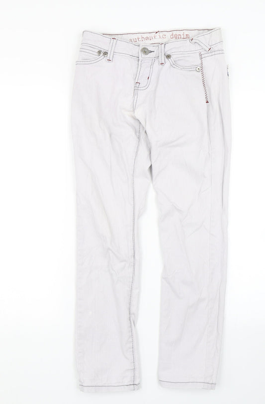 Authentic Denim Womens White  Denim Straight Jeans Size S L26 in