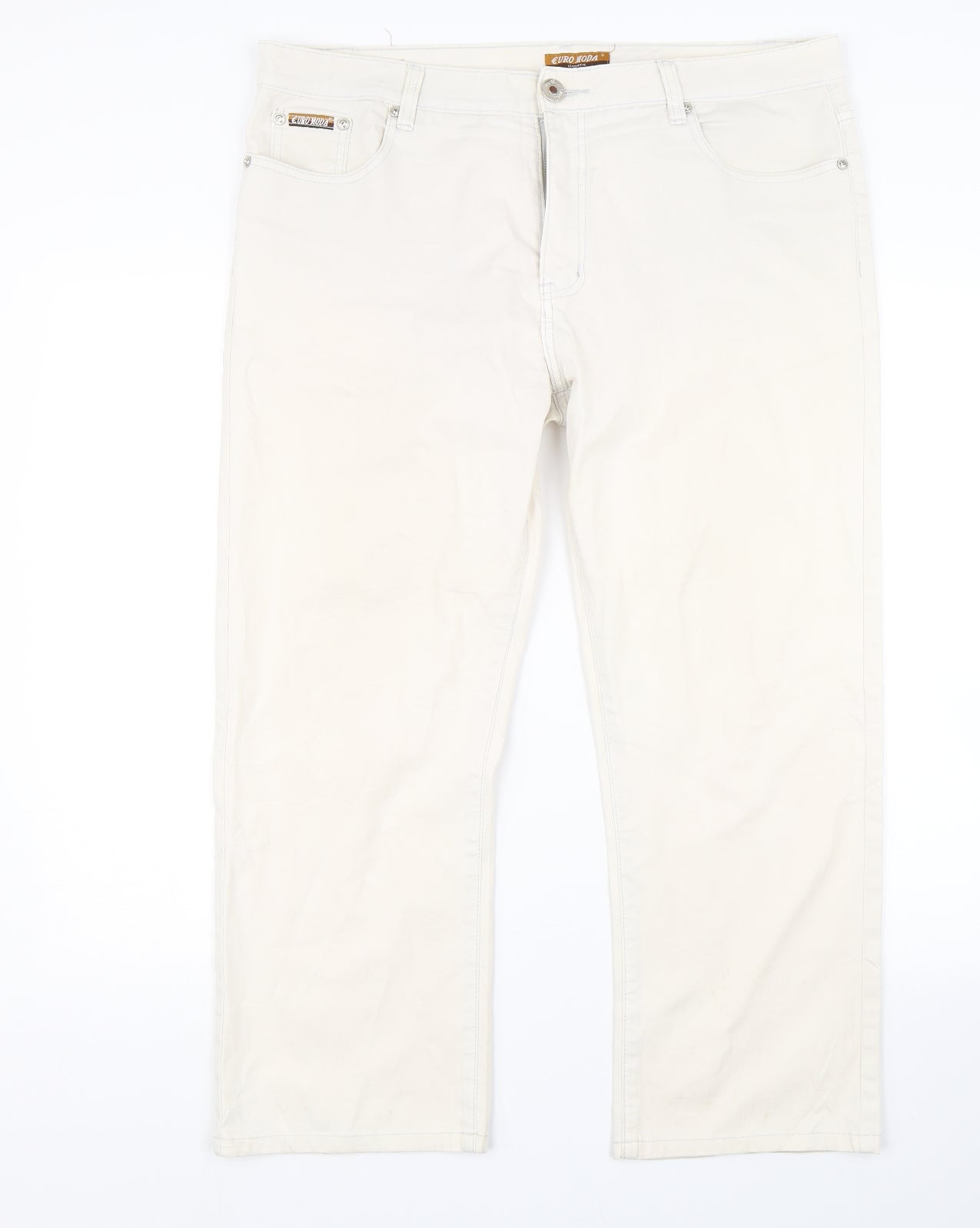 Euro Moda Womens Beige  Denim Straight Jeans Size 10 L23 in
