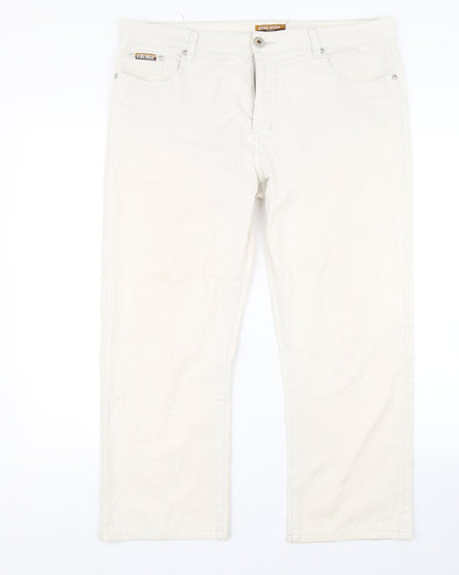 Euro Moda Womens Beige  Denim Straight Jeans Size 10 L23 in