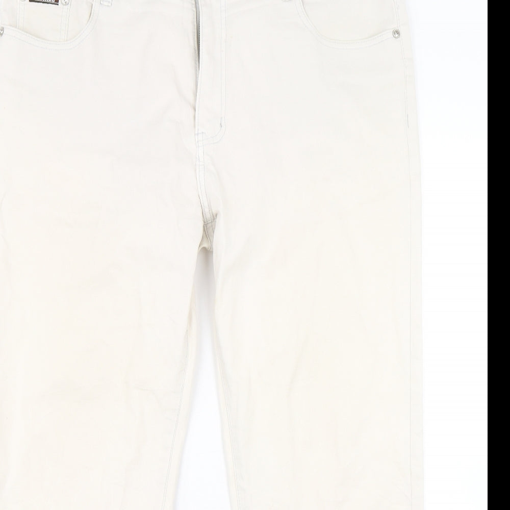 Euro Moda Womens Beige  Denim Straight Jeans Size 10 L23 in