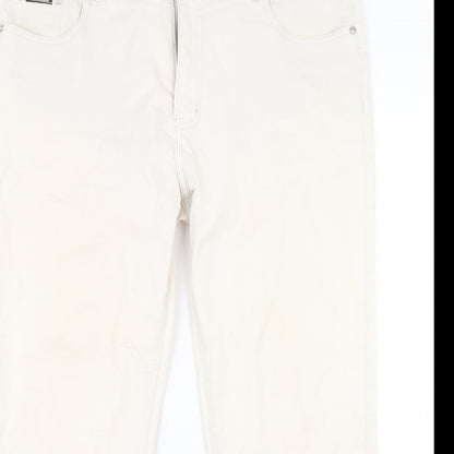 Euro Moda Womens Beige  Denim Straight Jeans Size 10 L23 in