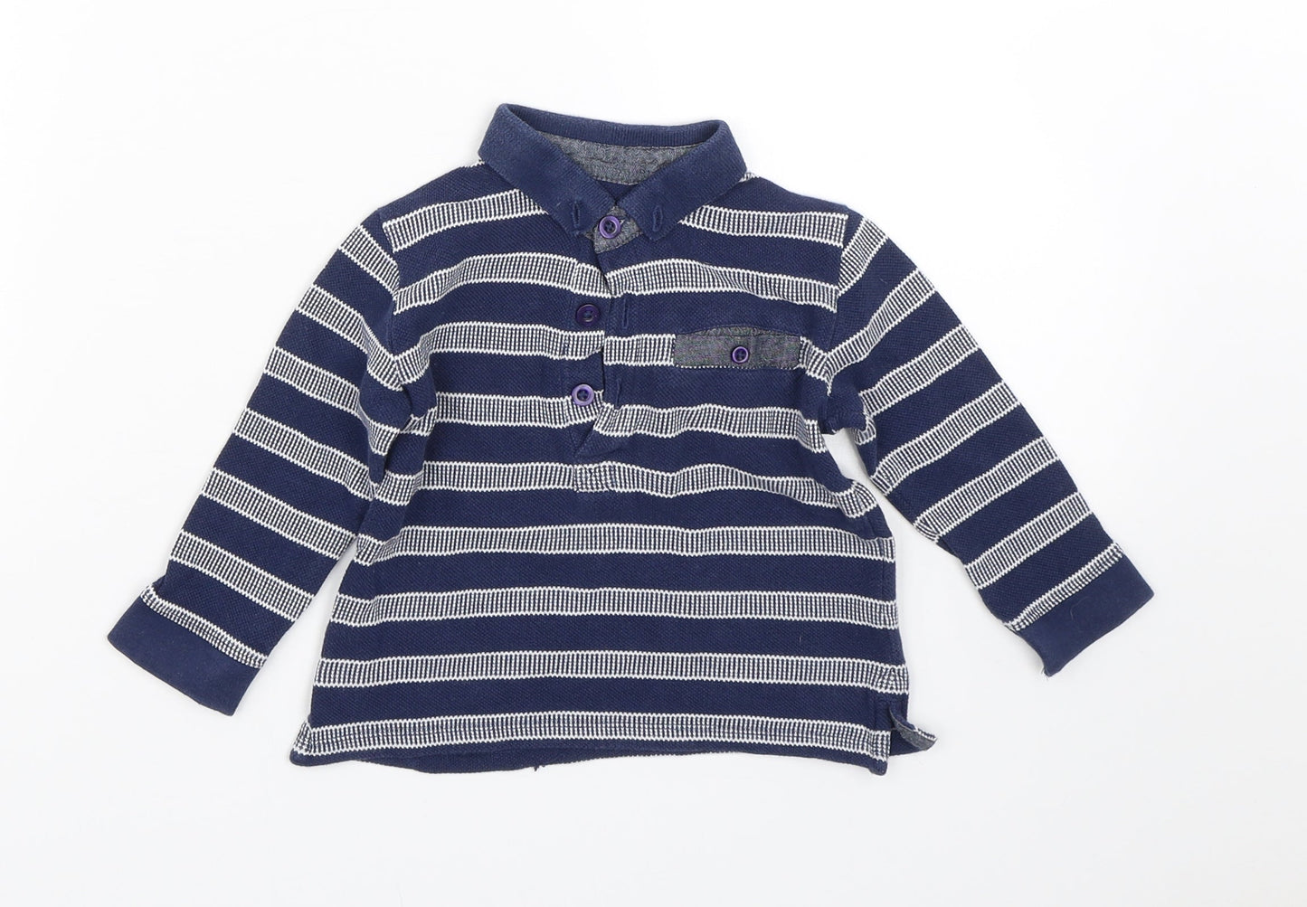 Matalan  Black Striped  Basic Polo Size 12 Months