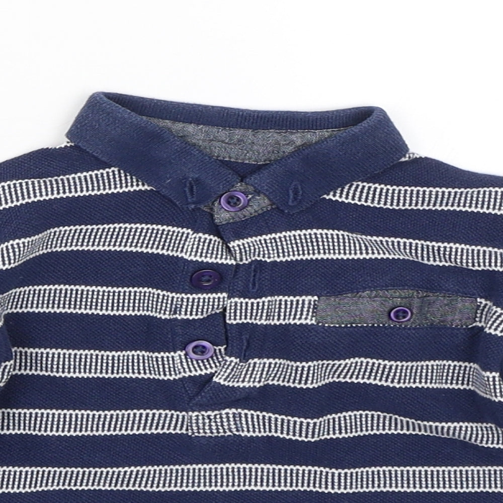 Matalan  Black Striped  Basic Polo Size 12 Months