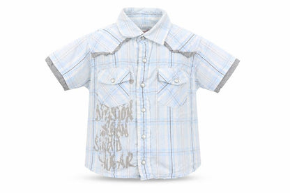 Rebel Boys Blue Check  Basic Button-Up Size 2-3 Years