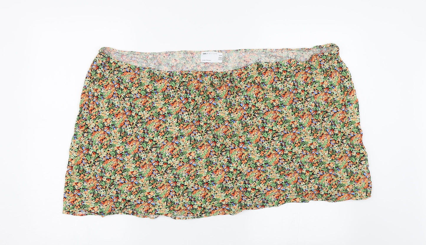 ASOS Womens Multicoloured Floral  Skater Skirt Size 30