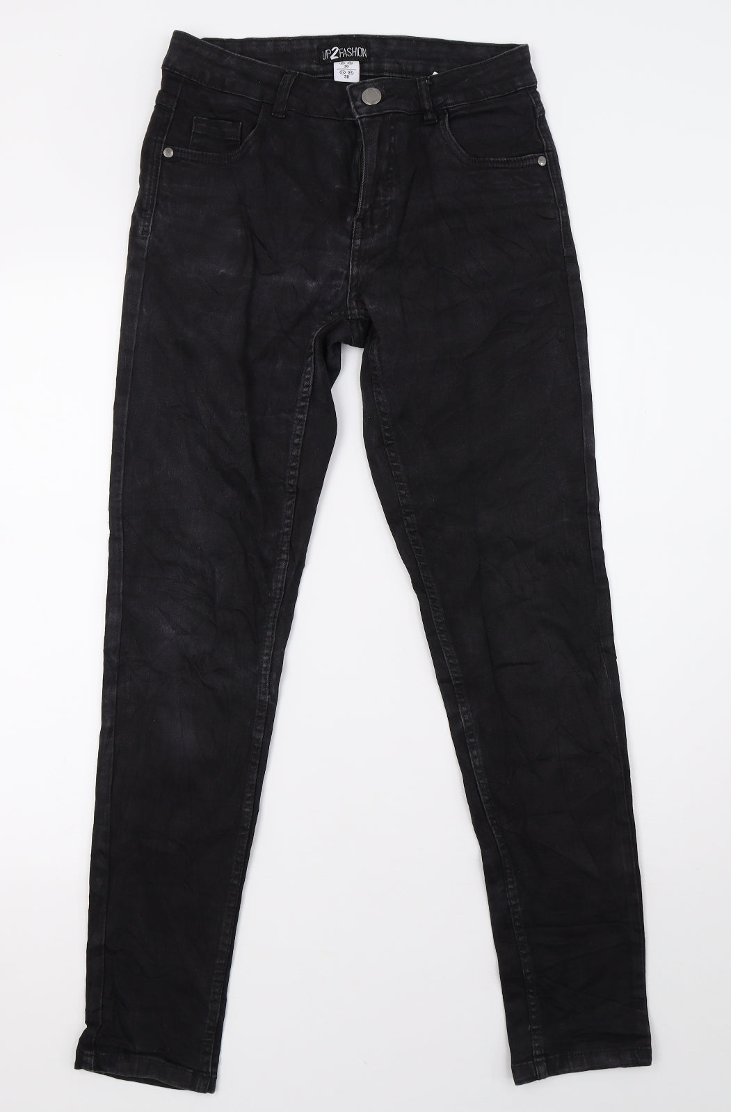 up2 fashion Womens Black  Denim Skinny Jeans Size 10 L32 in