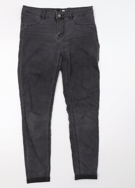 Womens UK Size 10 Preworn Regular Fit Skinny Grey Jeans