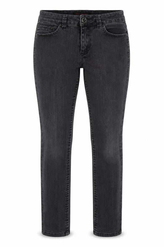 Front view of Miss Selfridge women’s grey denim skinny jeans, size UK 10, 32-inch leg