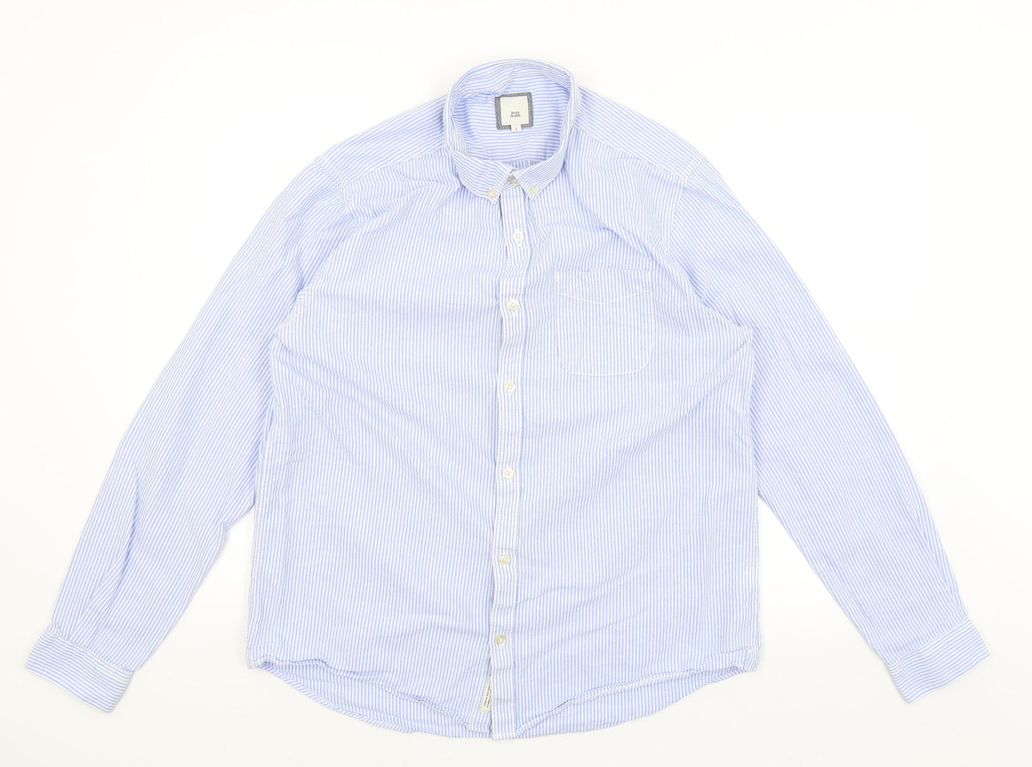 River Island Mens Blue Striped   Button-Up Size L