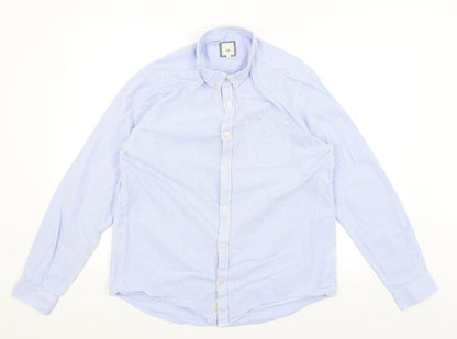 River Island Mens Blue Striped   Button-Up Size L