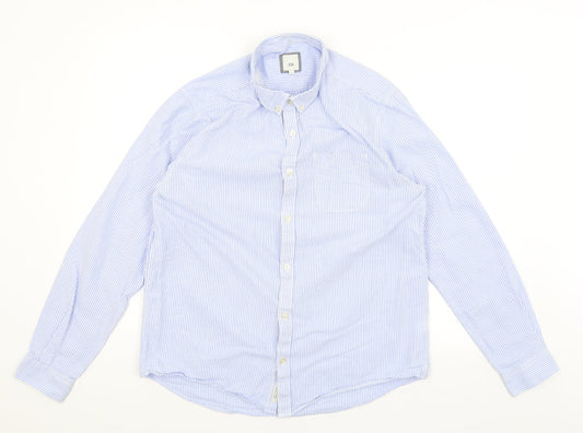 River Island Mens Blue Striped   Button-Up Size L