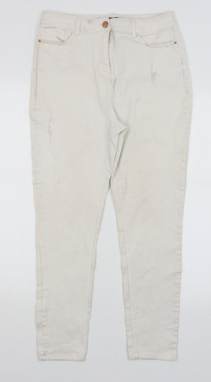 Very Womens White   Skinny Jeans Size 14 L25.5 in