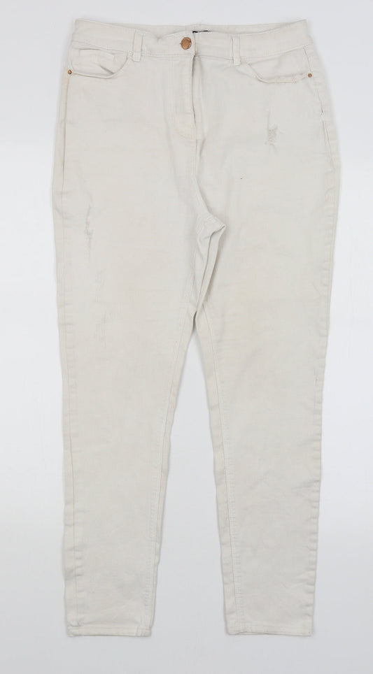Very Womens White   Skinny Jeans Size 14 L25.5 in