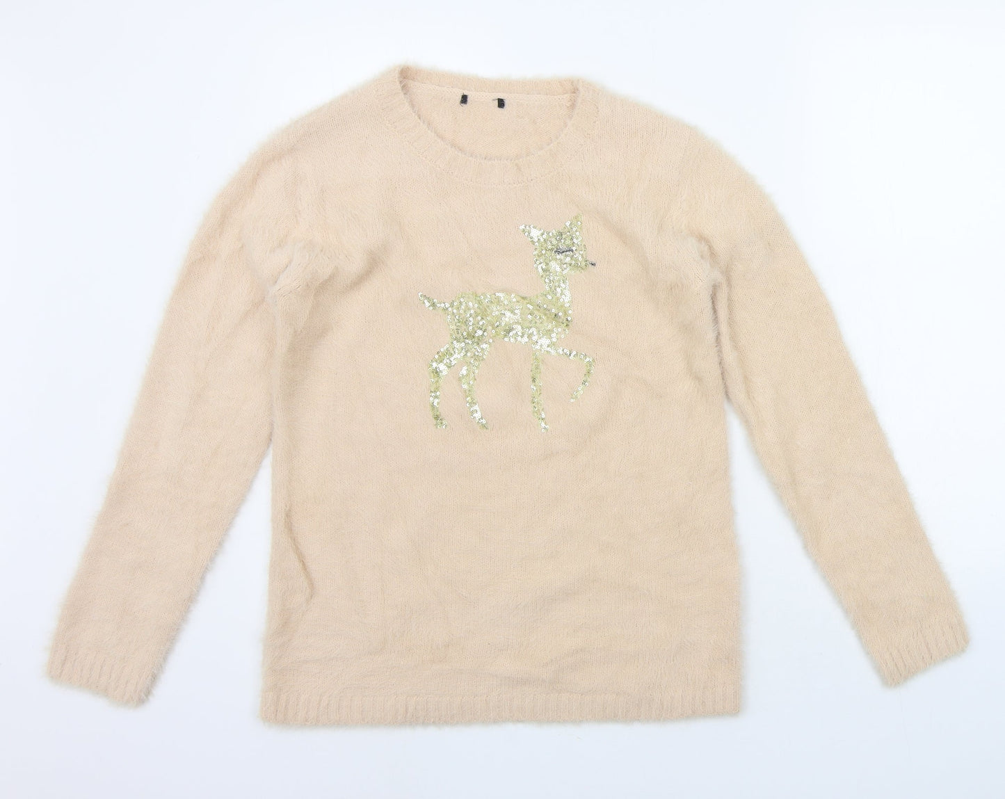 Womens UK Size 10 Preworn Beige Pullover Jumper