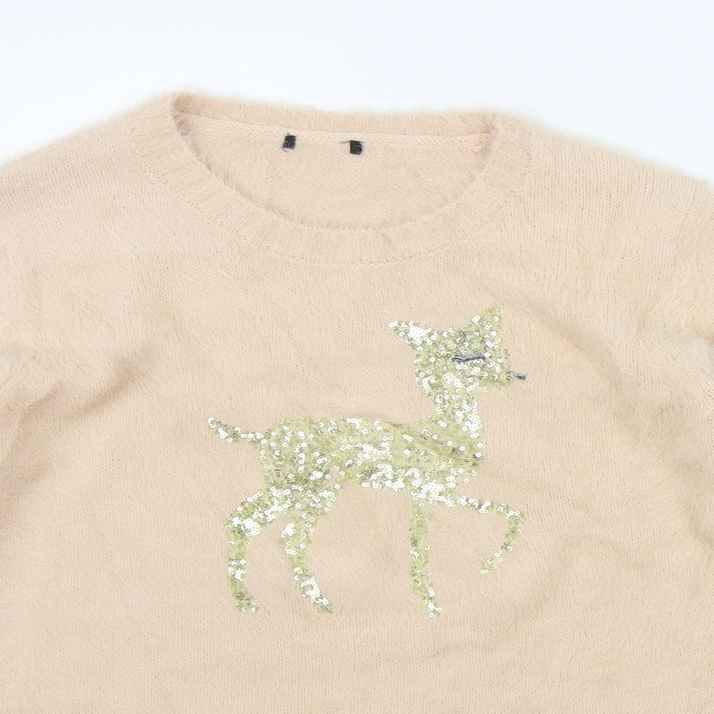 Womens UK Size 10 Preworn Beige Pullover Jumper