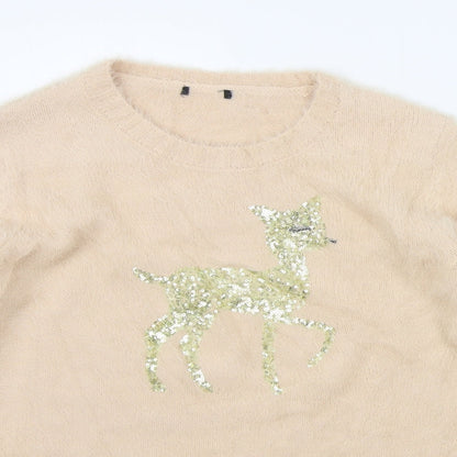 Womens UK Size 10 Preworn Beige Pullover Jumper