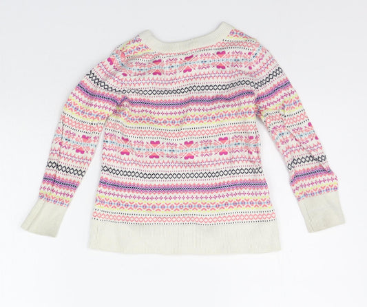 Gap Girls Pink Geometric  Pullover Jumper Size XS