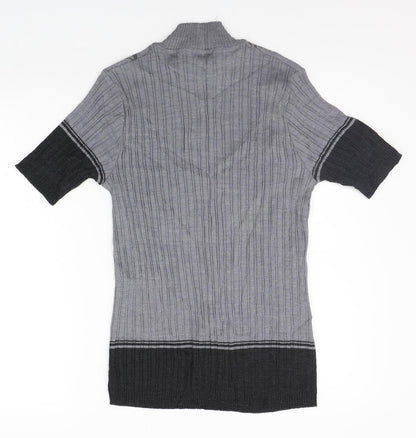 nina varese Womens Grey Geometric  Basic T-Shirt Size M