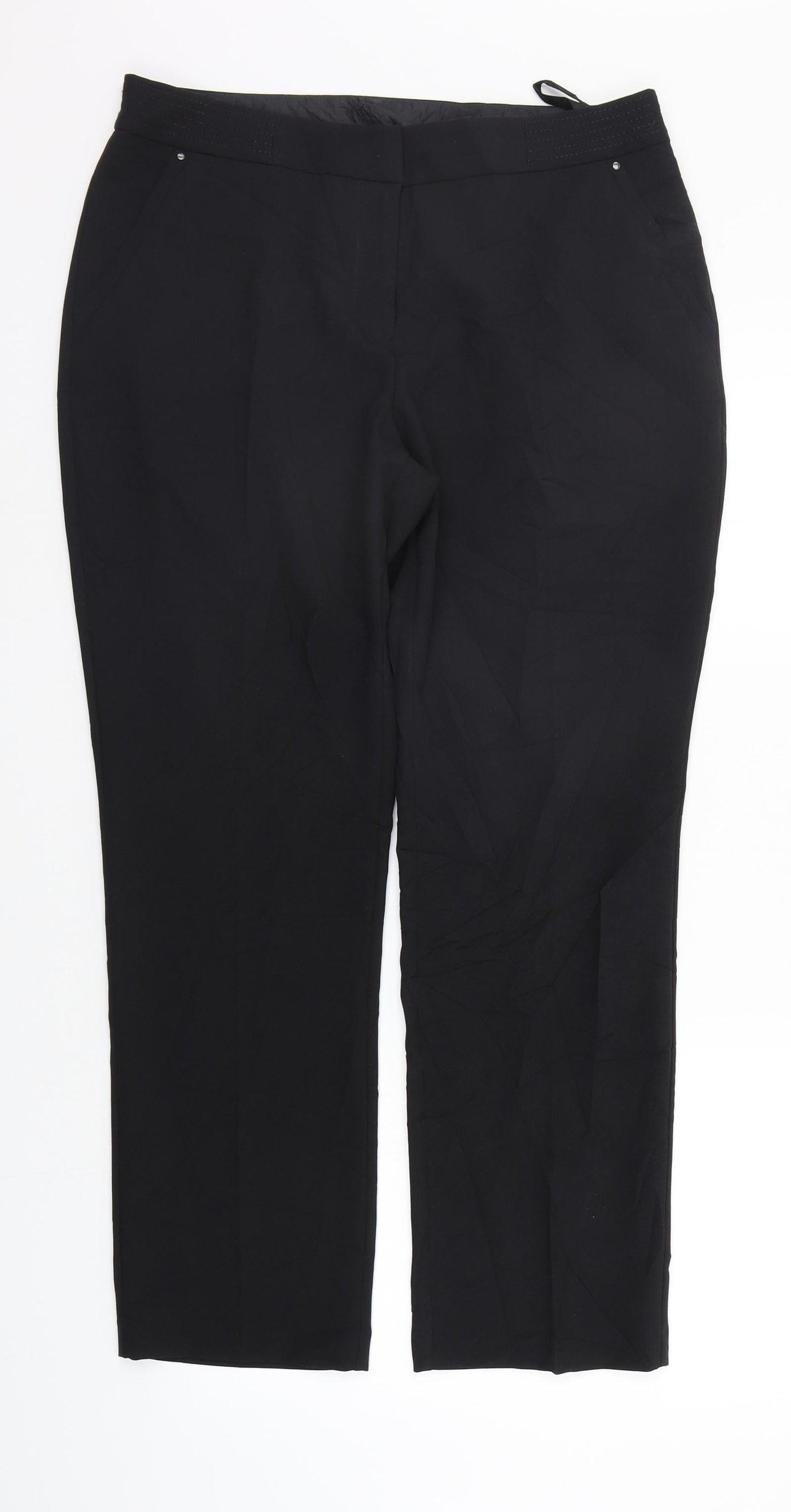 Womens UK Size 12 M&Co Regular Fit Sweatpants Black Trousers