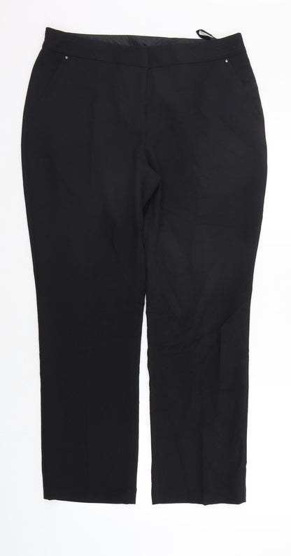 Womens UK Size 12 M&Co Regular Fit Sweatpants Black Trousers