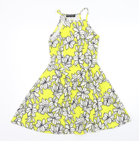 Select Womens Yellow Floral  A-Line  Size 6