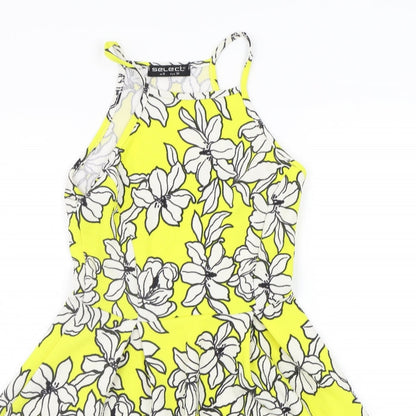 Select Womens Yellow Floral  A-Line  Size 6