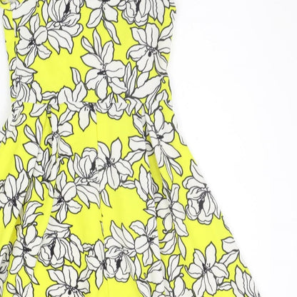 Select Womens Yellow Floral  A-Line  Size 6