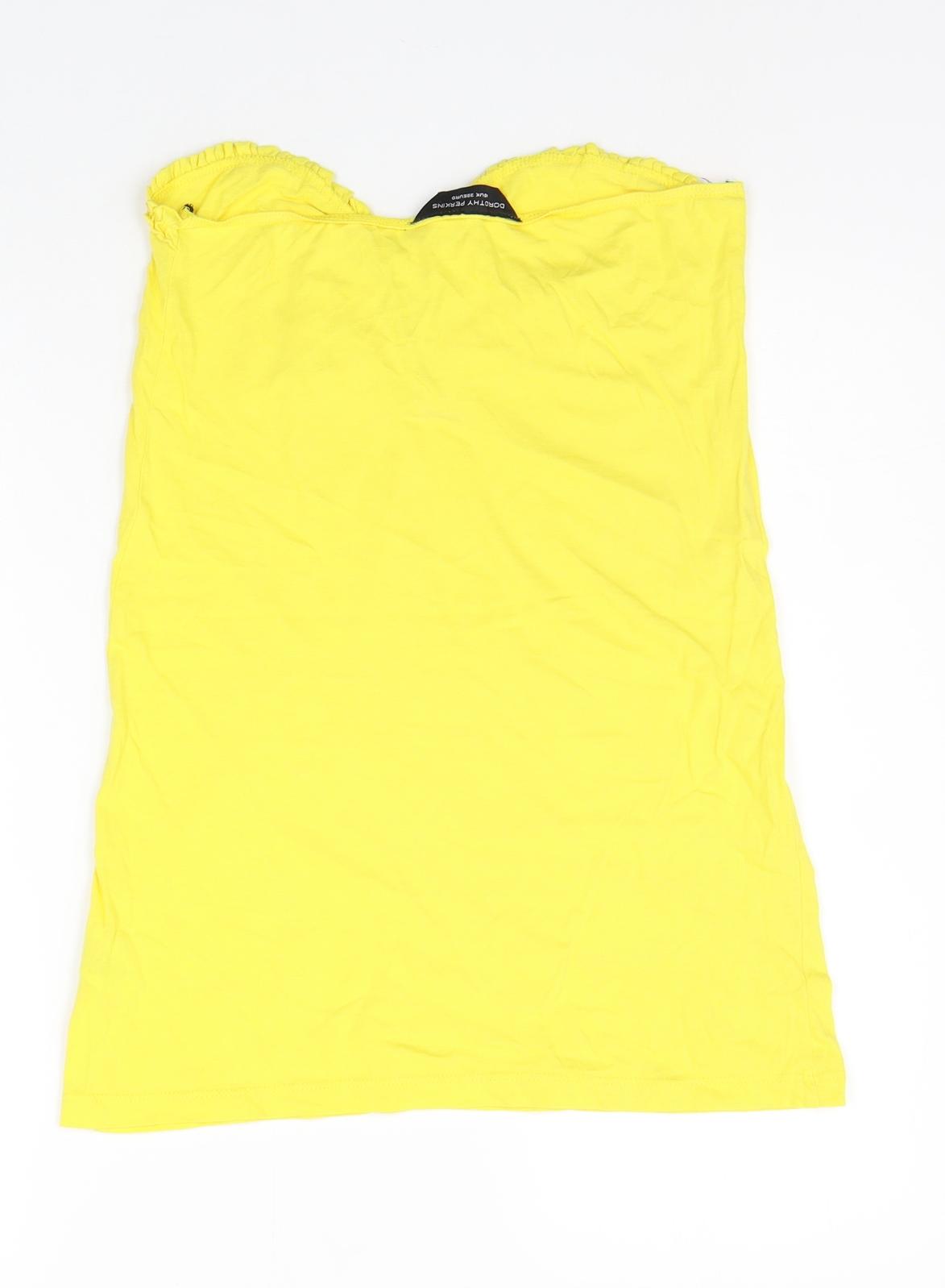 Womens UK Size 10 Dorothy Perkins Yellow Basic T-Shirt