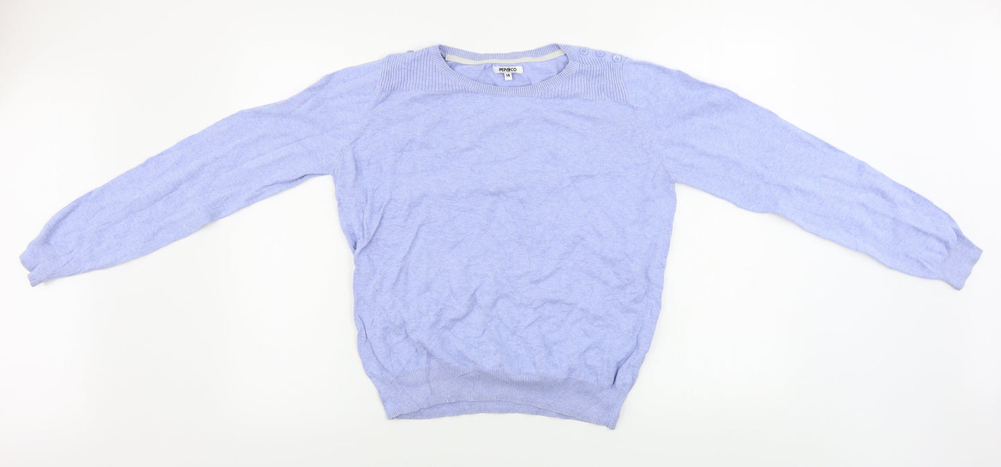 Womens UK Size 14 Pep&co Blue Pullover Jumper