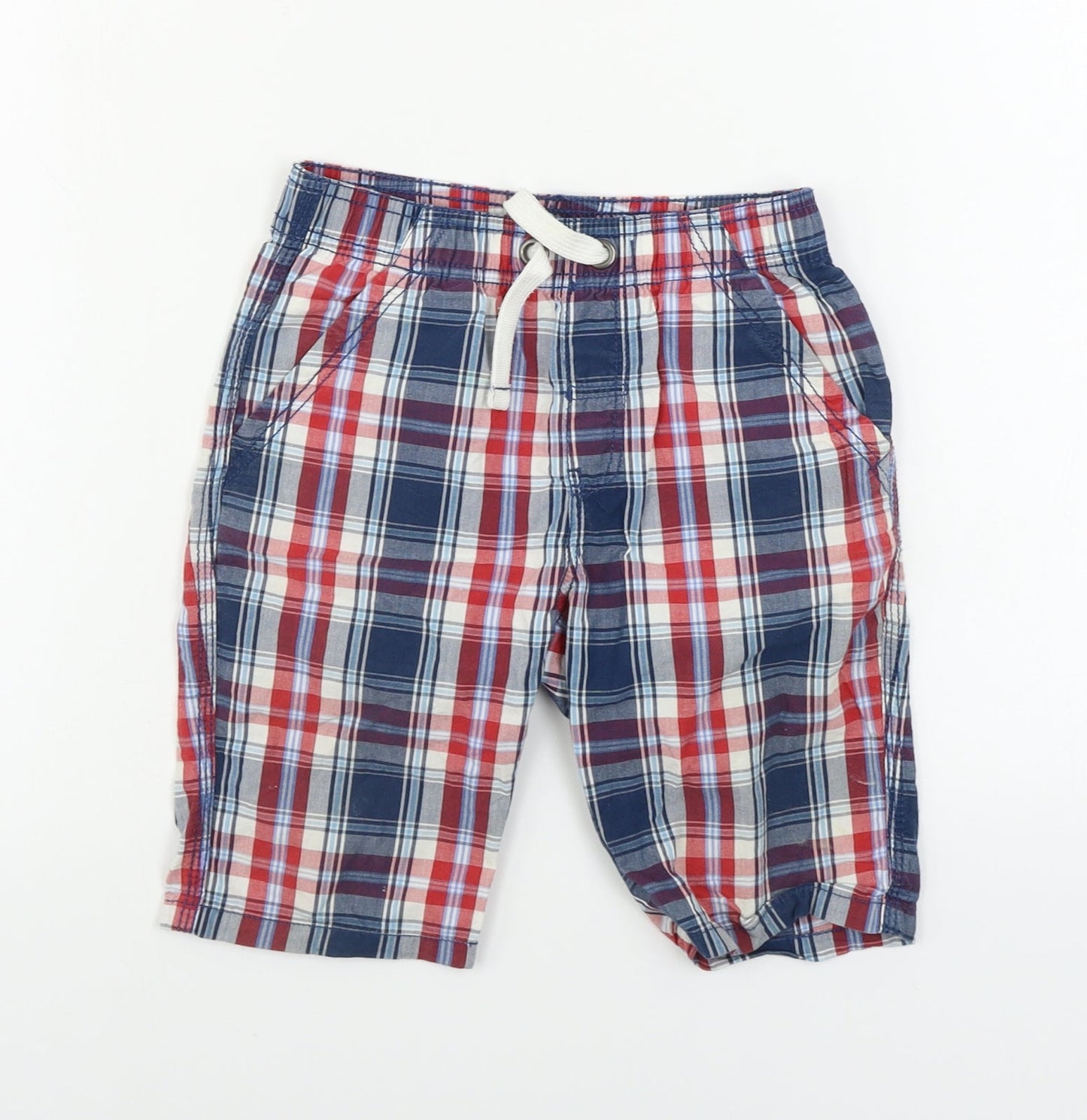 TU Boys Blue Check  Chino Shorts Size 6 Years