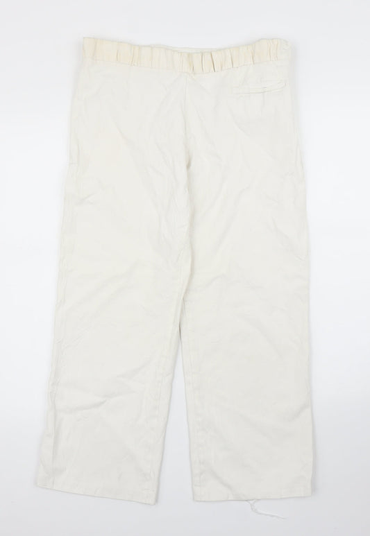 Womens UK Size M Preworn Regular Fit Capri White Trousers