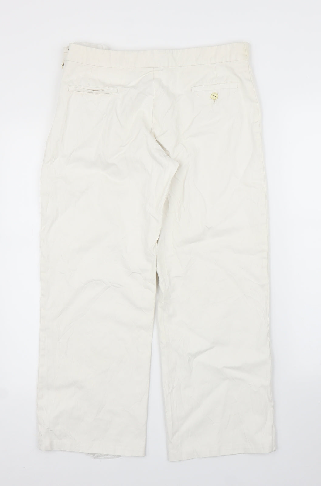 Womens UK Size M Preworn Regular Fit Capri White Trousers