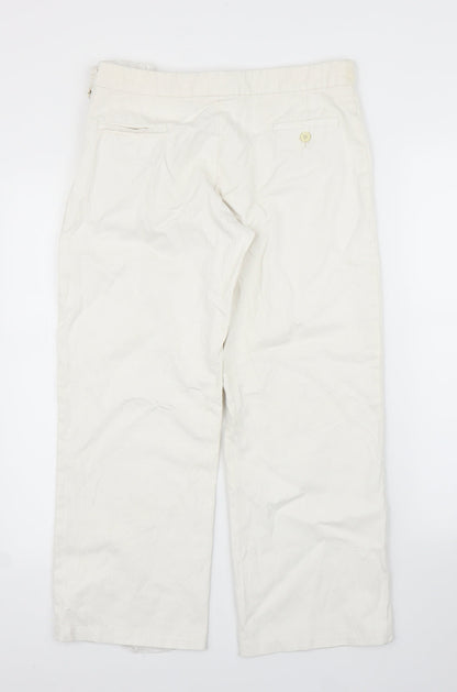 Womens UK Size M Preworn Regular Fit Capri White Trousers