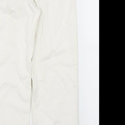 Womens UK Size M Preworn Regular Fit Capri White Trousers
