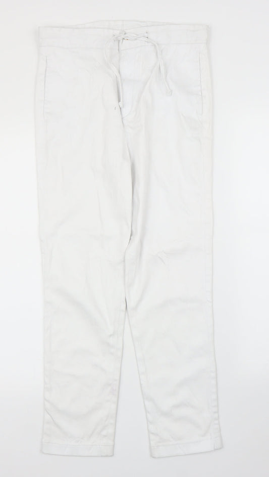 Womens UK Size S Preworn Regular Fit Chino White Trousers