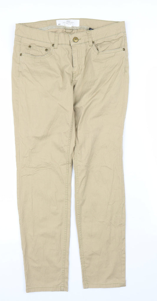 Womens UK Size 12 H&M Regular Fit Capri Beige Trousers