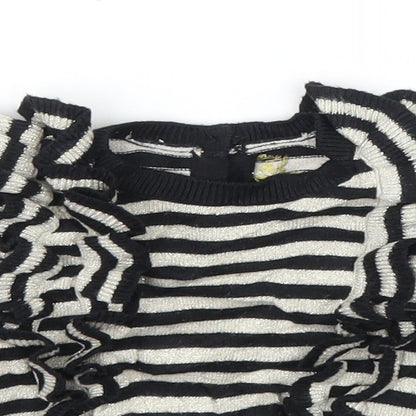 Baby K Girls Black Striped  Cardigan Jumper Size 6-9 Months