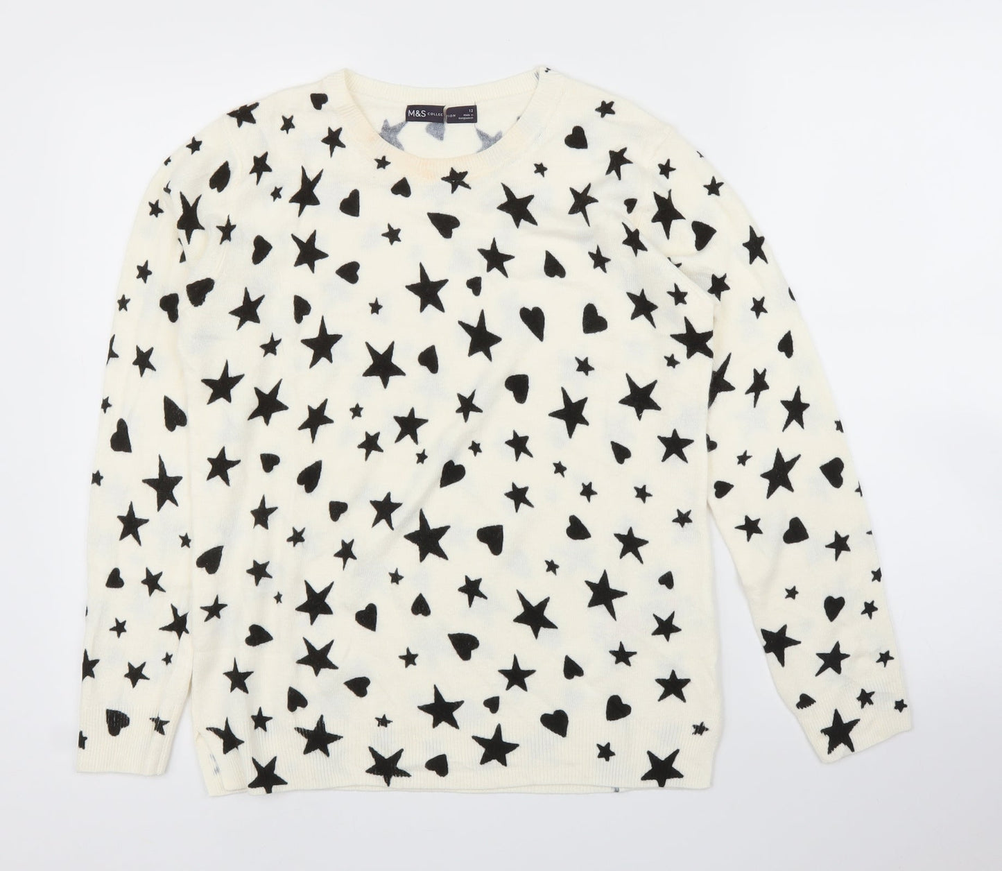 Womens UK Size 12 M&S Ivory Pullover Jumper