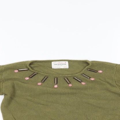 Zara Girls Green   Pullover Jumper Size 9-10 Years