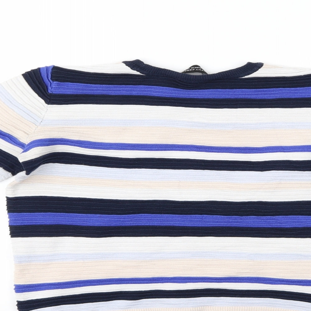Dorothy Perkins Womens Blue Striped  Pullover Jumper Size 8