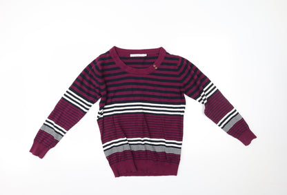 EWM Womens Purple Striped  Pullover Jumper Size M