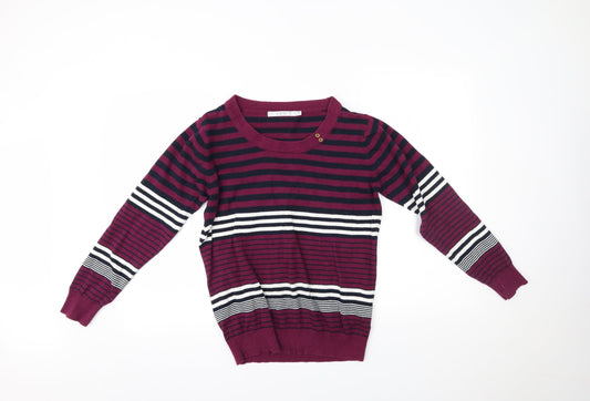 EWM Womens Purple Striped  Pullover Jumper Size M