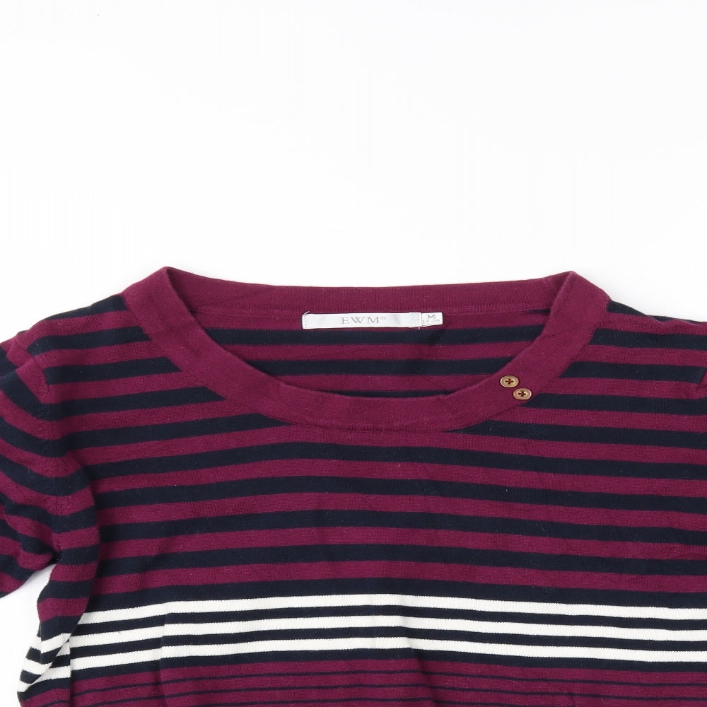 EWM Womens Purple Striped  Pullover Jumper Size M