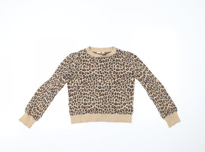 Gap Girls Brown Animal Print  Pullover Jumper Size XL