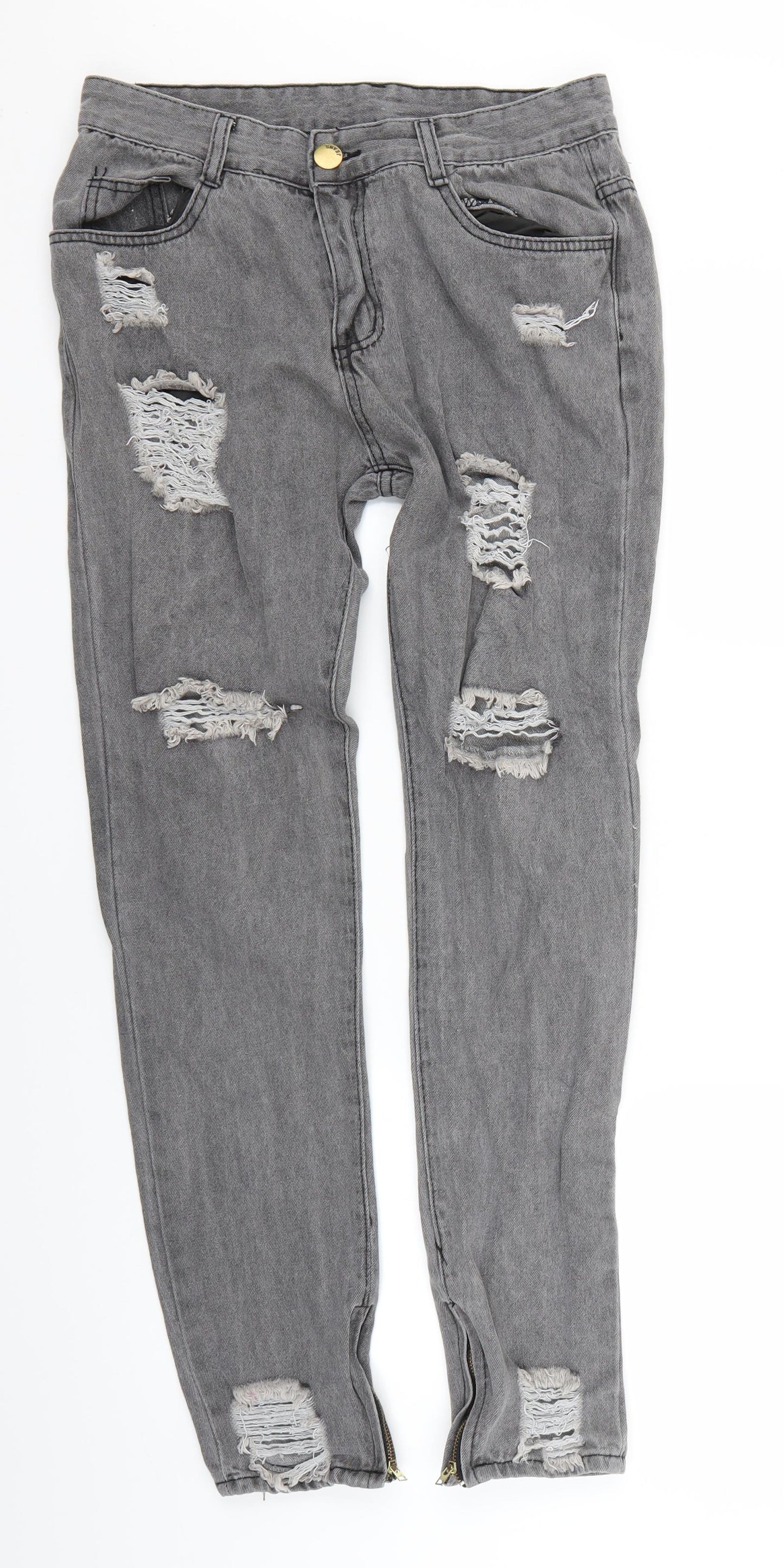 Mens UK Size M Preworn Regular Fit Skinny Grey Jeans