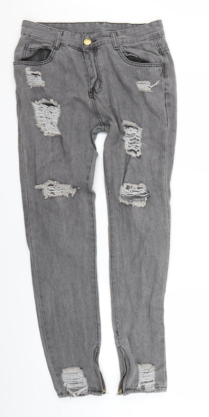Mens UK Size M Preworn Regular Fit Skinny Grey Jeans
