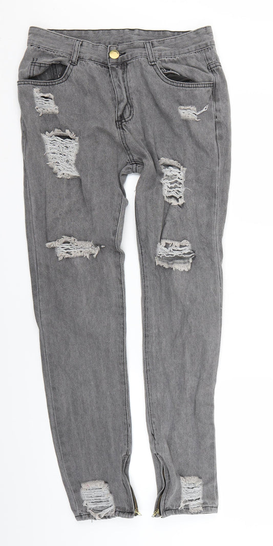 Mens UK Size M Preworn Regular Fit Skinny Grey Jeans