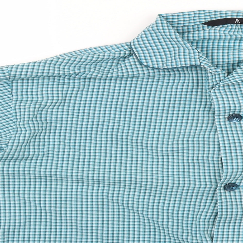 Mens UK Size M BHS Green  Button-Up Long Sleeve Casual Shirt