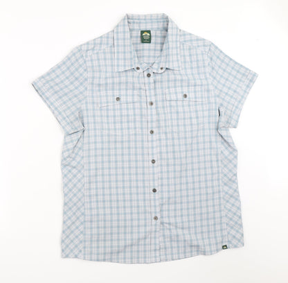 Mens UK Size L EASTERN MOUNTAIN SPORTS Blue  Button-Up Short Sleeve Casual Shirt